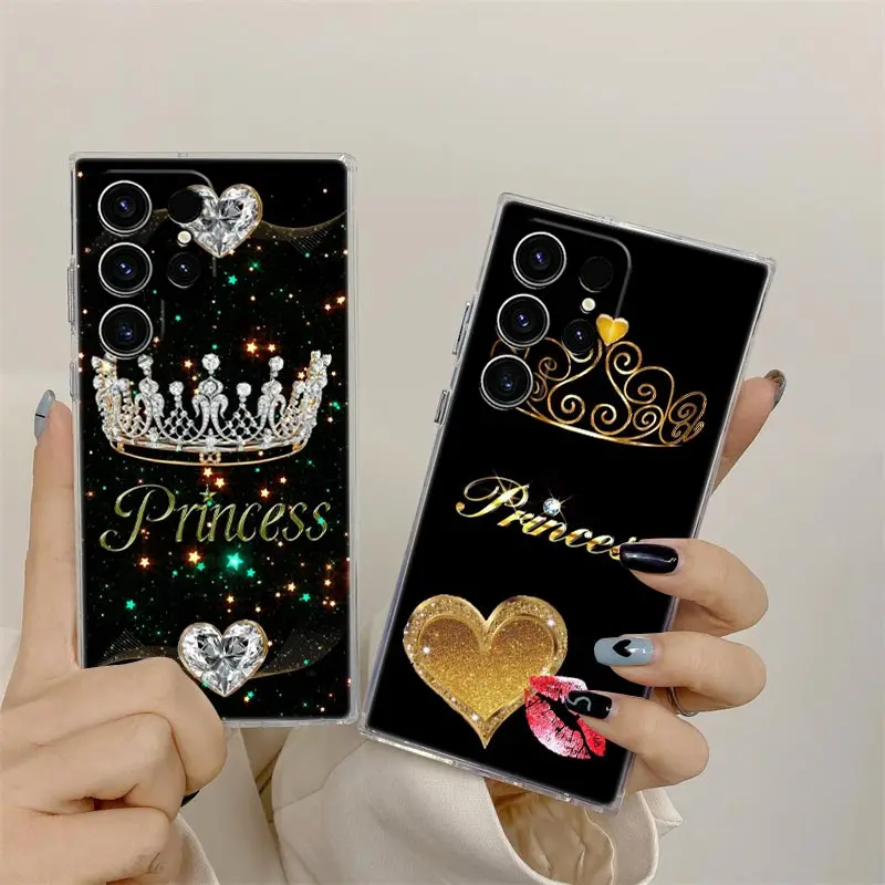 Crown Queen Princess Boss Phone Case For Samsung S24 S23 Ultra 5G S22 S20 S10 Plus S21 FE Clear Case Cover Galaxy S24Ultra Funda