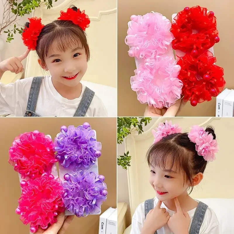 New Girl Ballet Head Flower Cute Handmade Children's Hair Circles Performance Flower Princess Headwear   Elastic Hair Bands