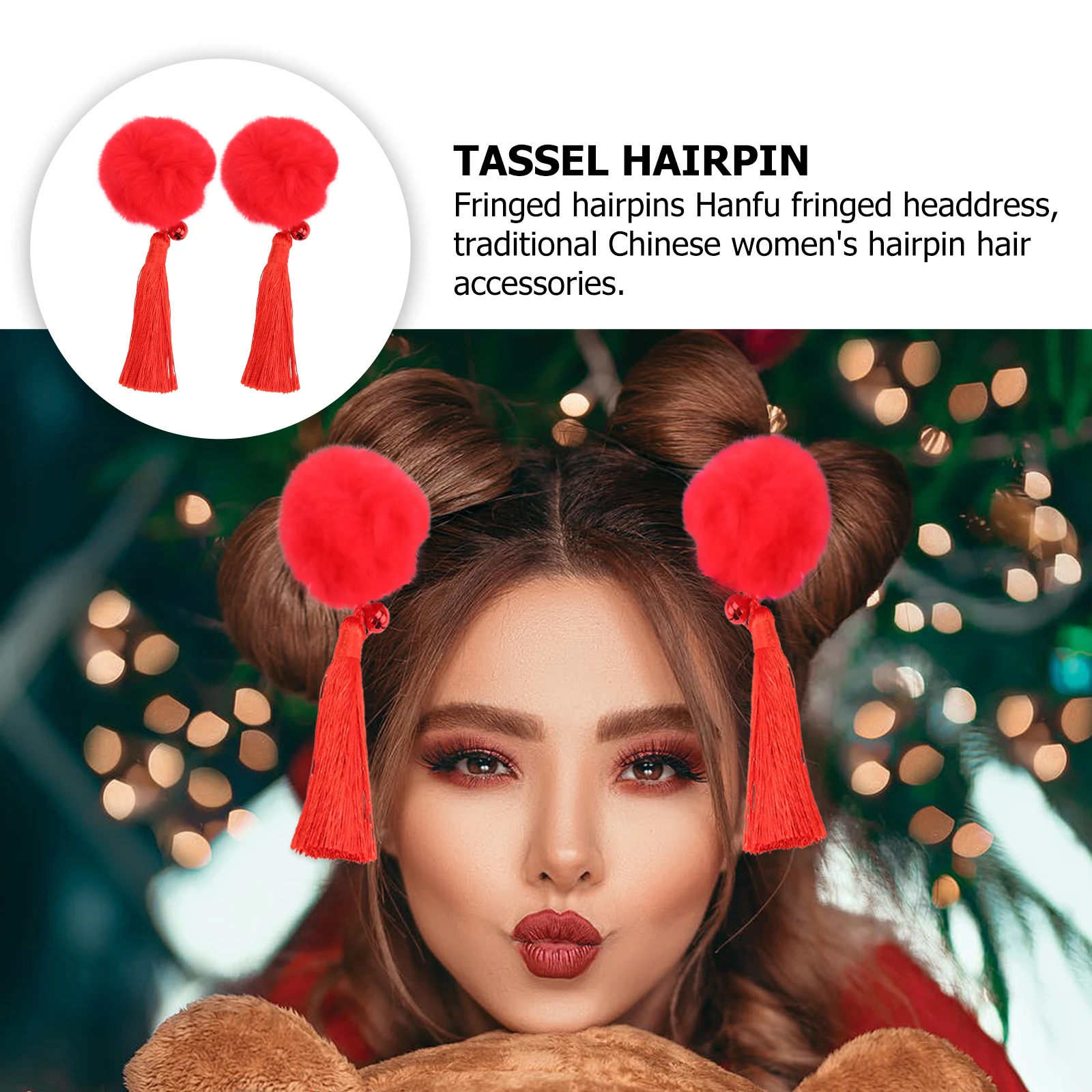 

Bow Hairpin Accessories Girls Spring Festival Decor Clip Chinese Clothing Hairball Kids Tassel Hairpin New Year Girl Hair Clip