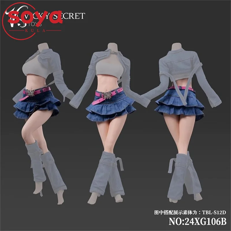 VSTOYS 24XG104-24XG107 chaleco a escala 1/6, pantalones cortos vaqueros, falda, modelo de ropa apto para cuerpo de figura de acción de soldado femenino de 12 pulgadas