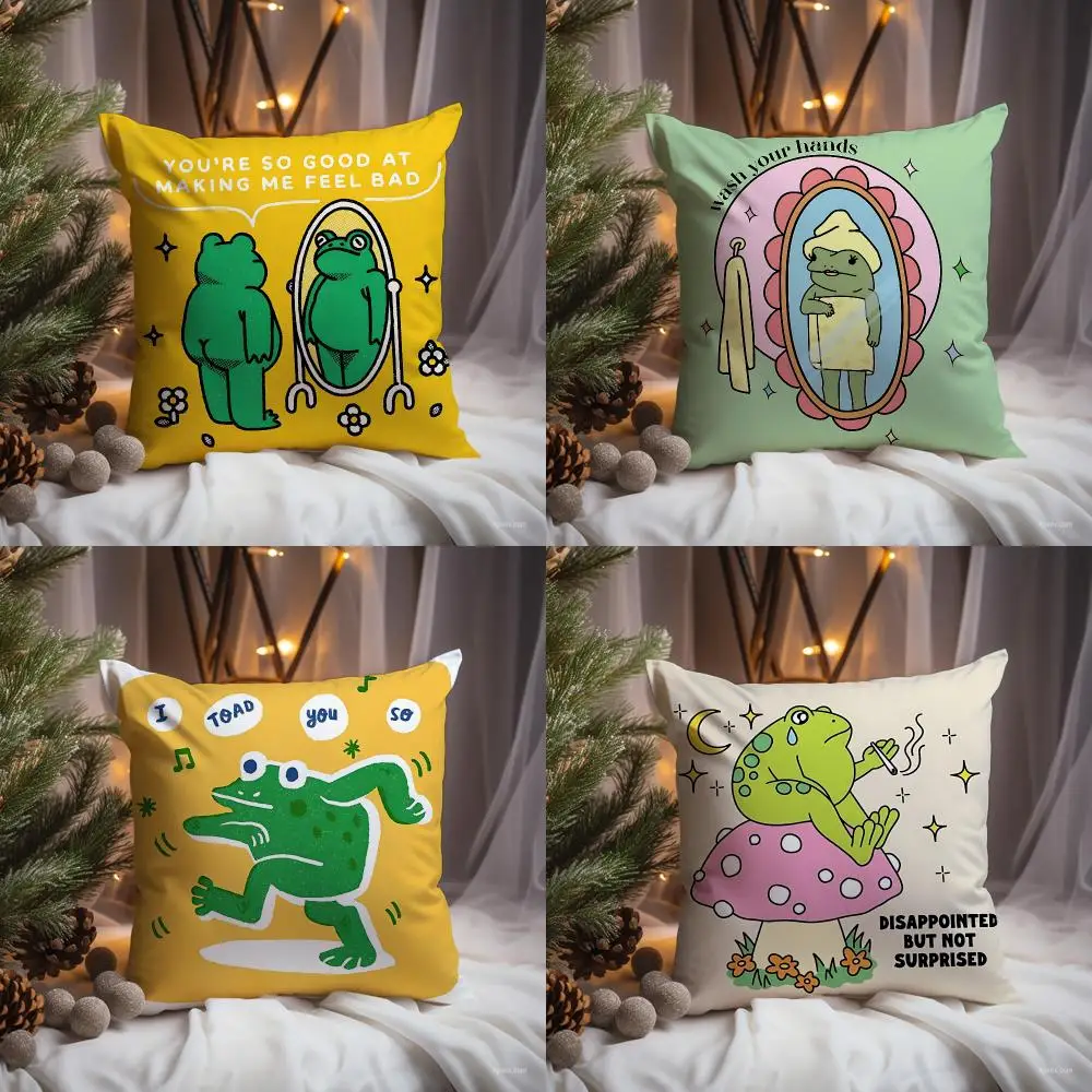 Abstract Frog Cushion Cover Premium Comfort Reversible Pillow Cove -Two in One Design for Any Room & Car Interior