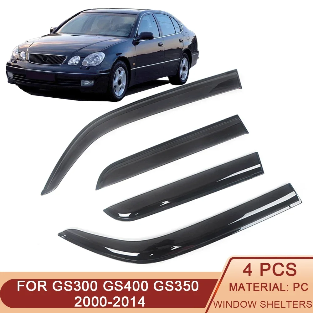 

For Lexus GS300 GS400 GS350 2000-2014 Auto Black Car Side Window Visor Guard Vent Awnings Shelters Rain Guard Door Ventvisor