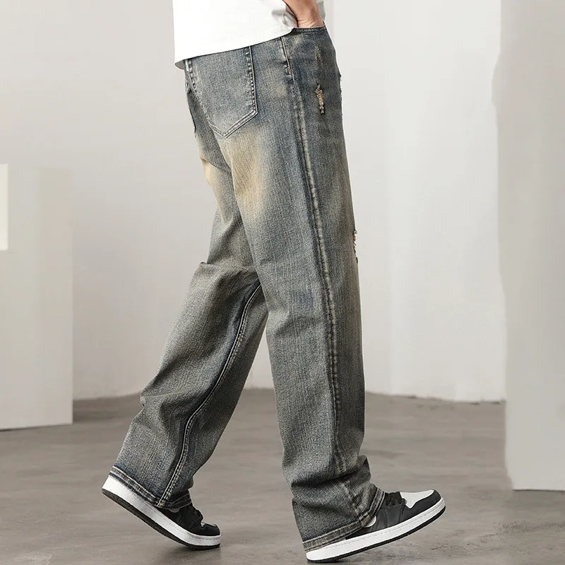 

Summer Thin Jeans Plus Size 44 Men's Hole Denim Pants Fashion Loose Male Jean Bottoms Men Clothing