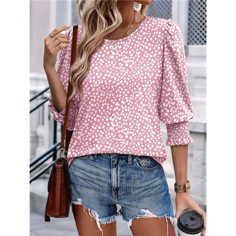 

【SEE】Blouses For Women Dressy Casual 3/4 Length Sleeve Womens Tops With Smocked Cuffs