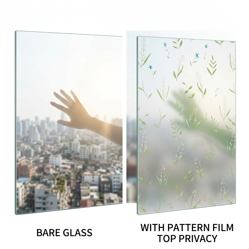 Frosted Botanical Self-Adhesive Window Film 96% Waterproof Scratch-Resistant UV Protection Privacy Glass Decor Sticker for Home
