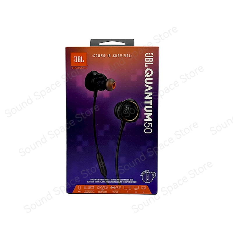 JBL Quantum 50 Wired in-Ear Gaming Headphones with Inline Control 3.5mm Earphone with Built-In Microphone