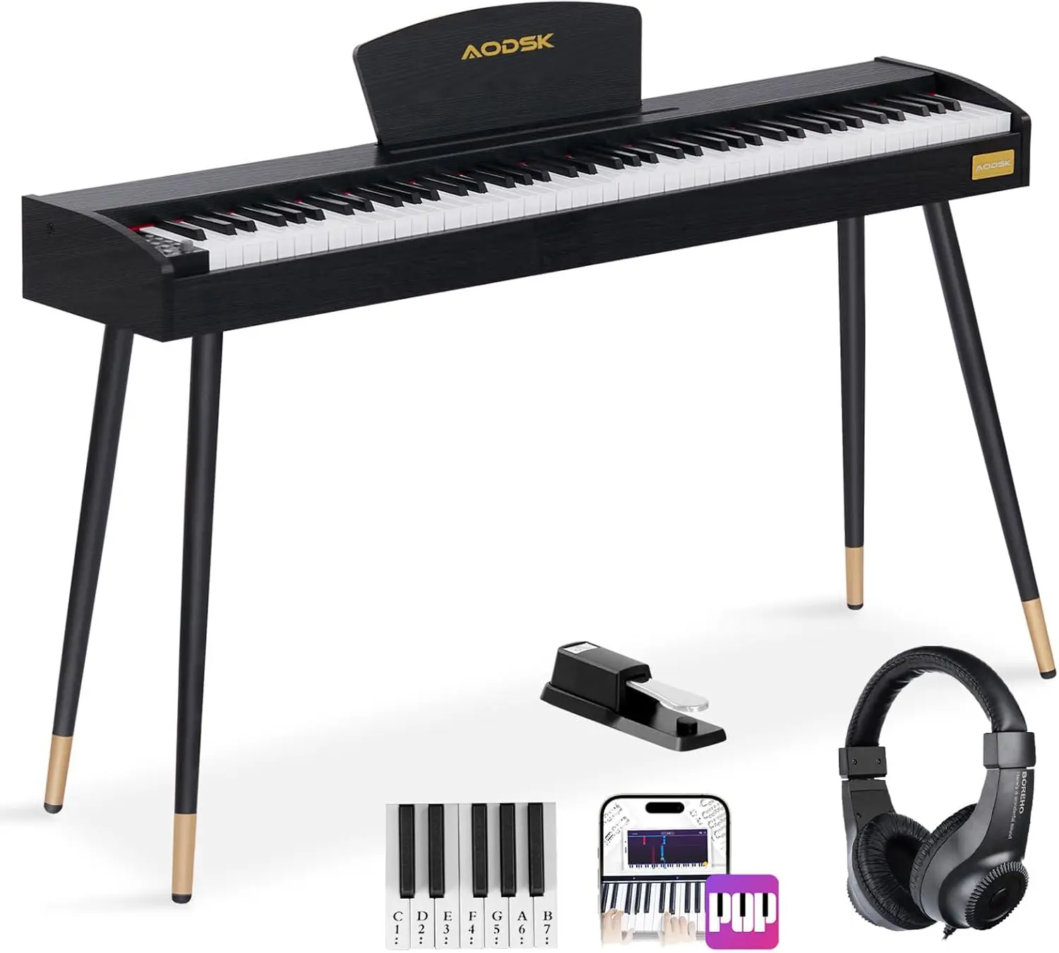 Beginner Digital Piano 88 Key Keyboard,Full-size Electric Piano for Beginners,with Sheet Music Stand,Pedal,Power Adapter