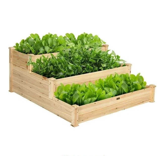 

Jaalex High quality Wooden Raised Vegetable Garden Bed 3 Tier Elevated Planter Kit Outdoor Gardening