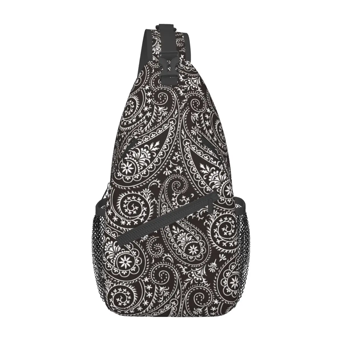 Paisley Bohemian Art Crossbody Sling Bag Fashion Chest Bag Floral Shoulder Backpack Daypack for Hiking Travel Cycling Satchel