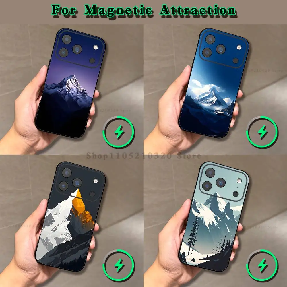 

Snow Mountain Scenery Design Phone Case For iPhone 17,16,15,14,13,12,11,Pro,Max,Plus,E,Air,Mini Magnetic Magsafe Frosted Clear