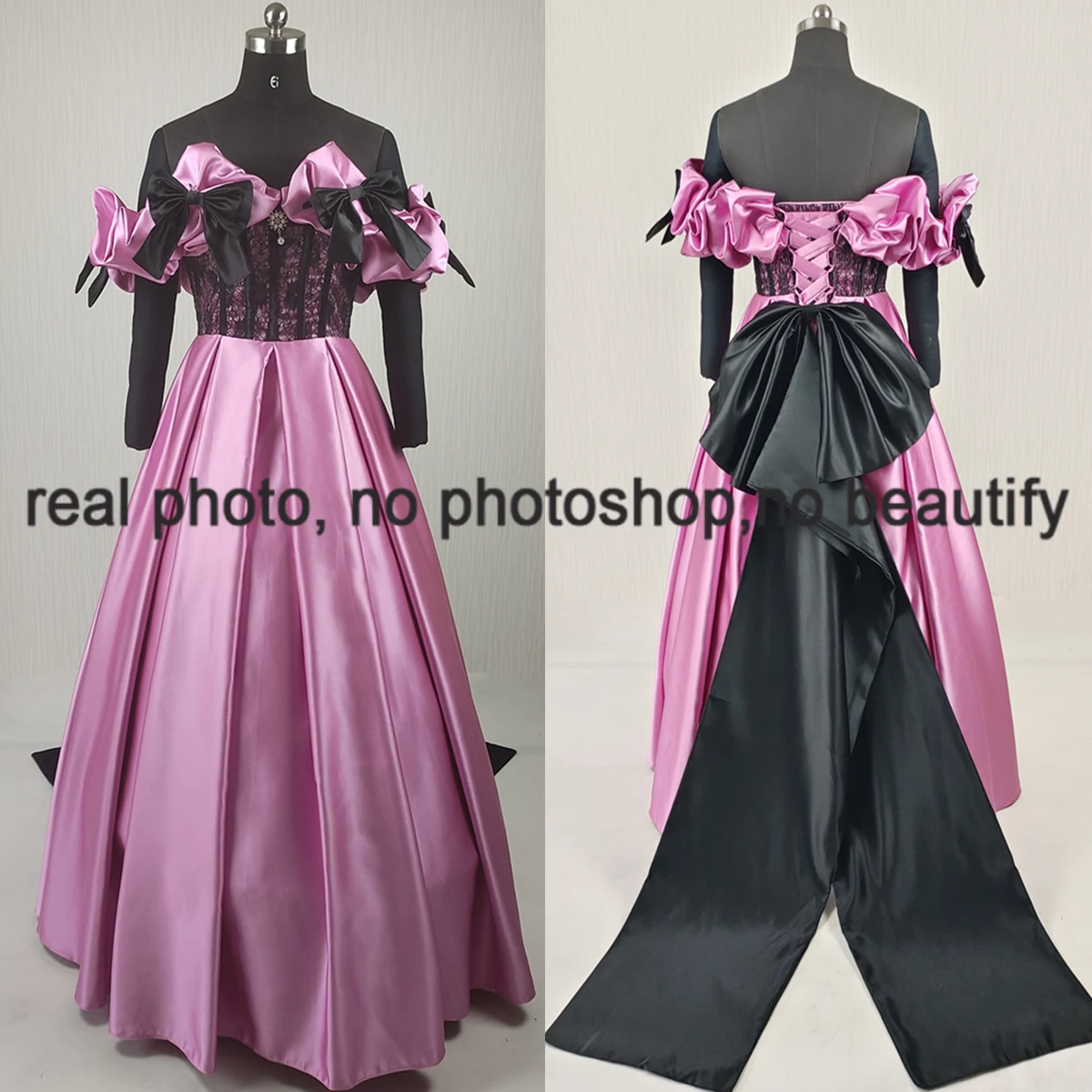 

Customization Real Photo Evening Dress Pink Satin Pleat Off the Shoulder A-line Floor Length Plus size Women Party Formal Gowns