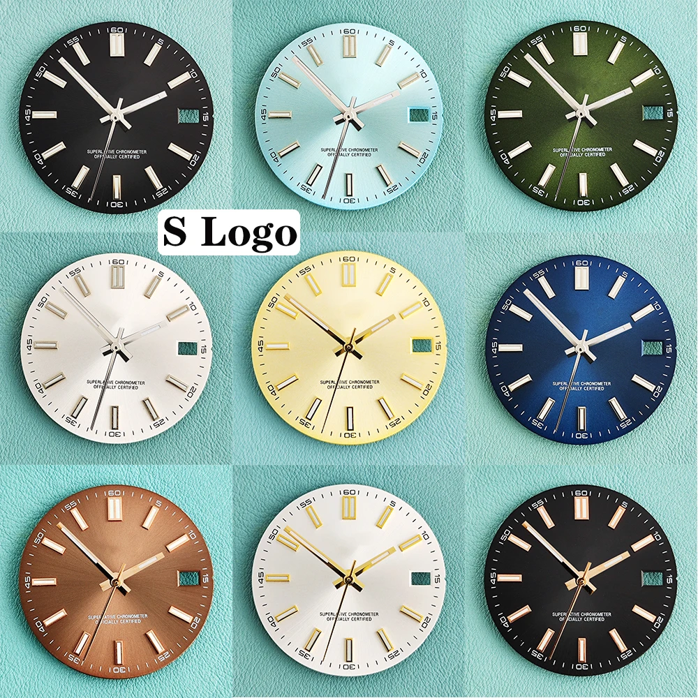 

NH35 Dial 28.5mm S Dial NO Log Modified Dial Blue Green Luminous Watch Face Modified Watch Accessories for NH35 NH36 movements