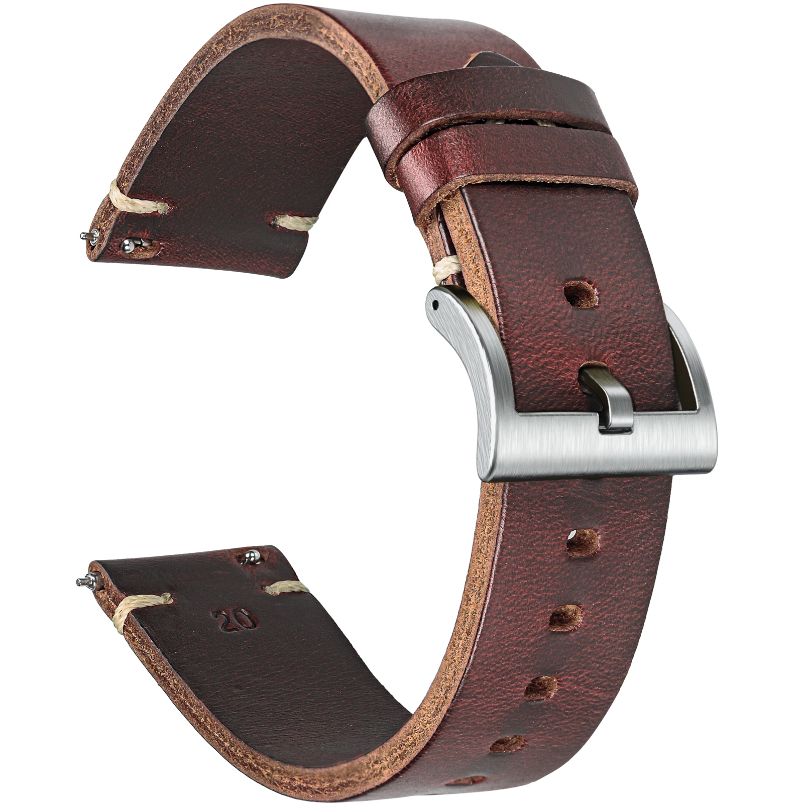 Hemsut Horse Hip Leather Watch Bands for Men Women, Horween Chromexcel Leather Quick Release Handmade Watch Strap Soft Vintag image 3