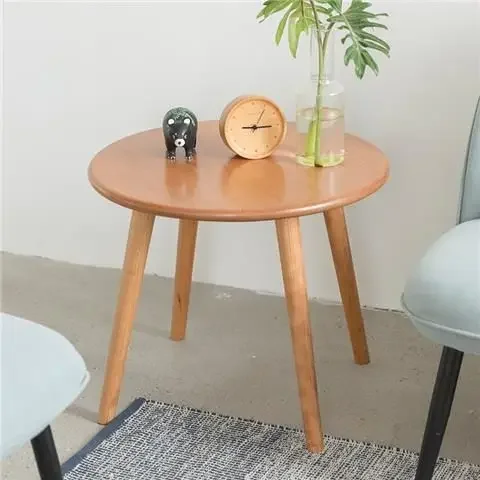 

Solid Wood Vintage Round Tea Table Small Family Living Room Furniture Sofa Side Low Table Coffee Round Tables Nordic 70cm Mesas