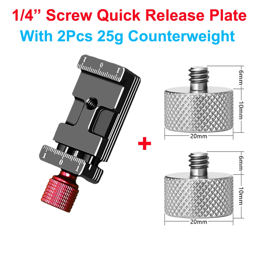 Schnellwechselplatte mit Cold Shoe 1/4 Zoll Gimbal und L-Platte 50g/100g Gegengewichtsklemme für DJI Ronin SC Stabilisator für Arca – Detail 17