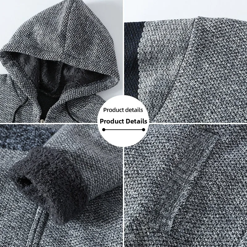 

Men's Knitted Sweater Large Size 87P37 Casual Sle Long Sve Polyester Fiber Warmth-Holding Faion for Winter Season