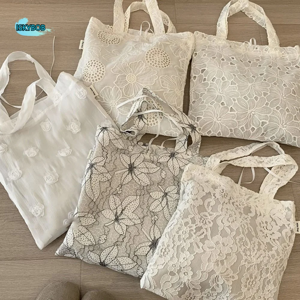 

Hollow Out Embroidery Lace Shoulder Bag Large Capacity Lightweight Flower Tote Bag Embroidered Bohemian Women's Weave Handbag