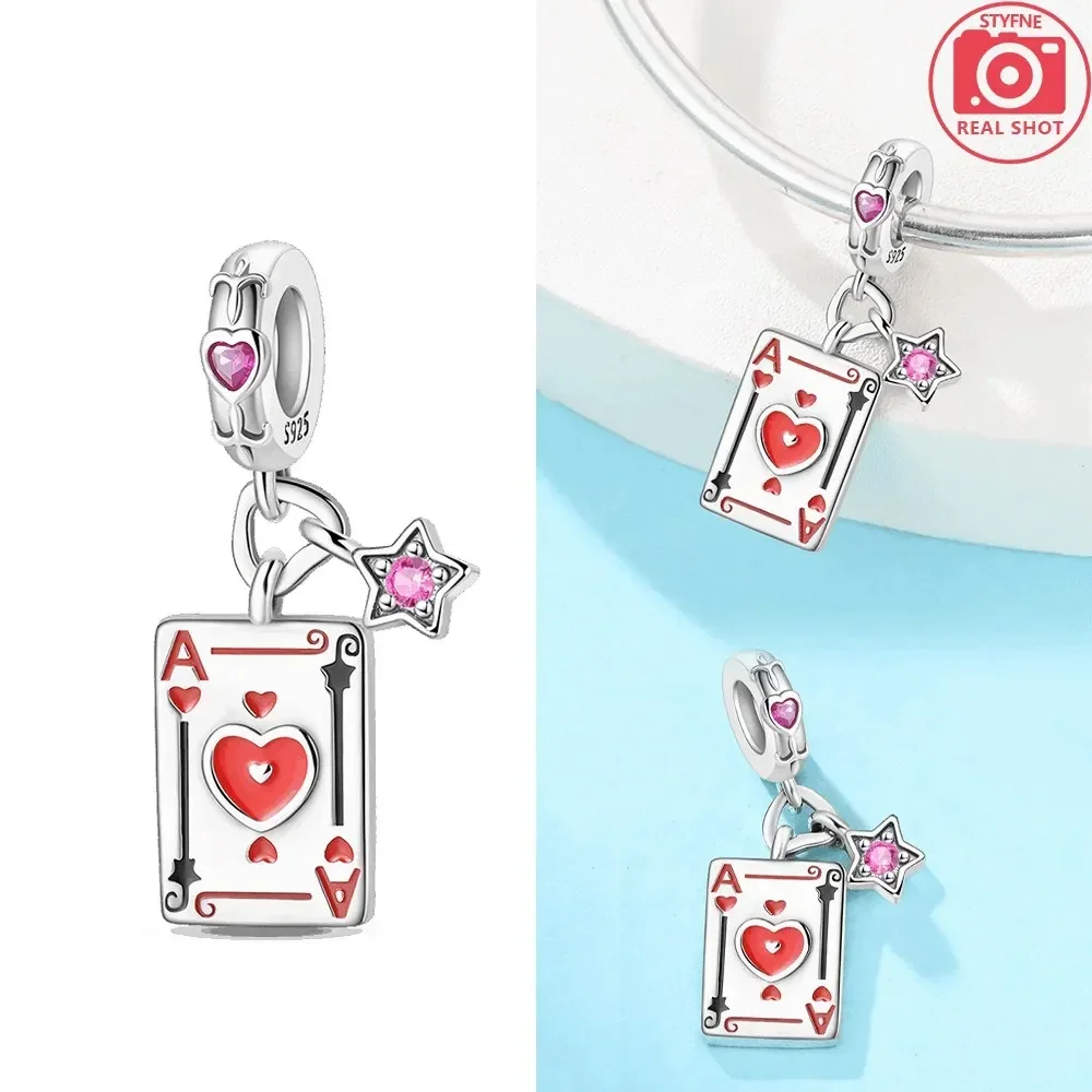 بوكر بطاقة قلادة فضية الألوان خرز تميمة صالح الأصلي سحر خرز سوار للنساء صنع المجوهرات الهدايا #4