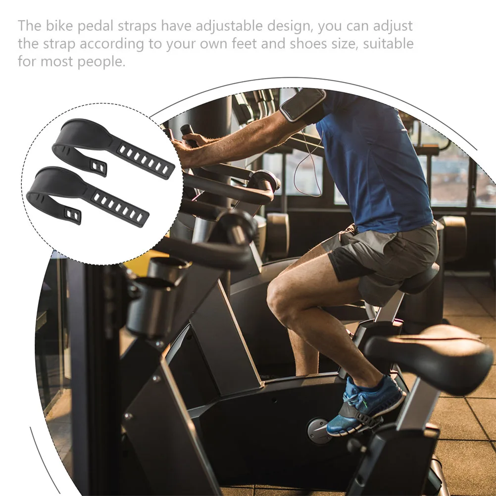 

2Pairs Adjustable Bike Pedal Straps Rubber Durable Cycling Footrest Straps Exercise Training Bands Bike Fix Bands