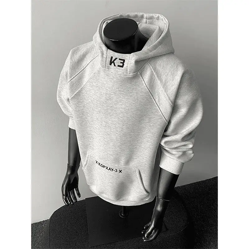 Fashionable Hooded Sweatshirt for Men 2025 Autumn Embroidered Stitching Stand-up Collar Long-sleeved Versatile Casual Jacket