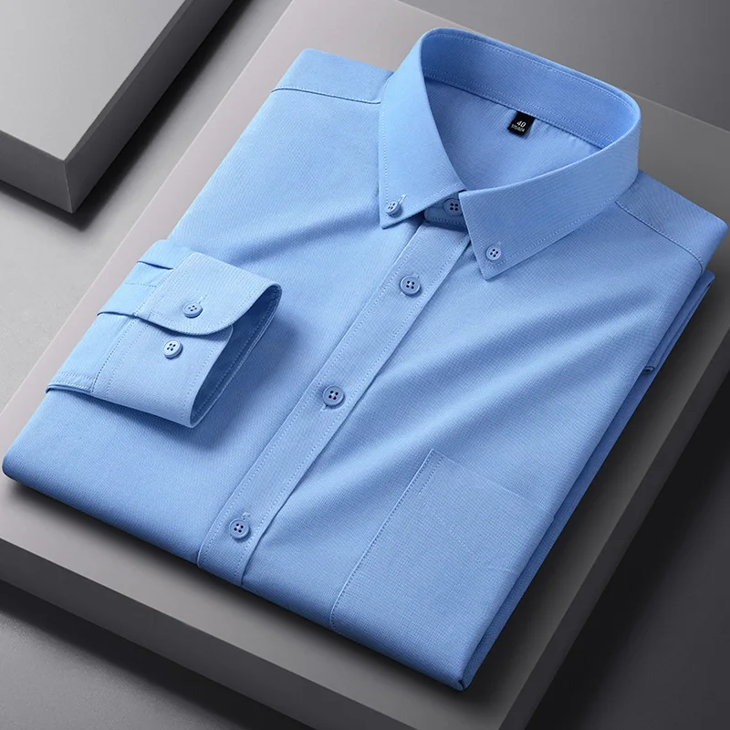 S-4XL Modal Formal Office Work white shirts Men High-end Anti-Wrinkle Men's Shirt Long Sleeves Slim Fit Camisa Social Business