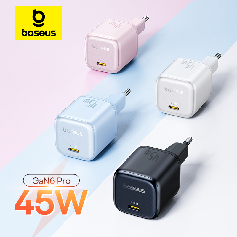  Baseus 45W PD Charger For iPhone 17 16 15 Pro Max Samsung Galaxy Fast Charger GaN Charger USB C Charger Portable Phone Charger 