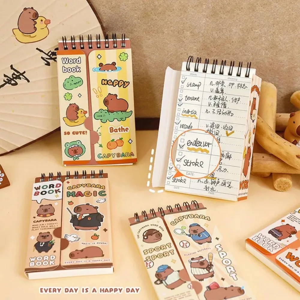 Multifuncional mini planejador caderno papelaria portátil capivara pequeno bloco de notas dos desenhos animados bonito kawaii capivara caderno crianças presente