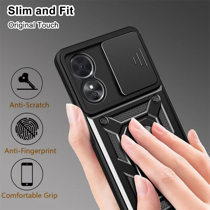 For Oppo A17 Case Shockproof Armor Magnetic Car Holder Ring Phone Cases for Oppo A17 2022 A 17 4G OPPOA17 CPH2477 Back Cover