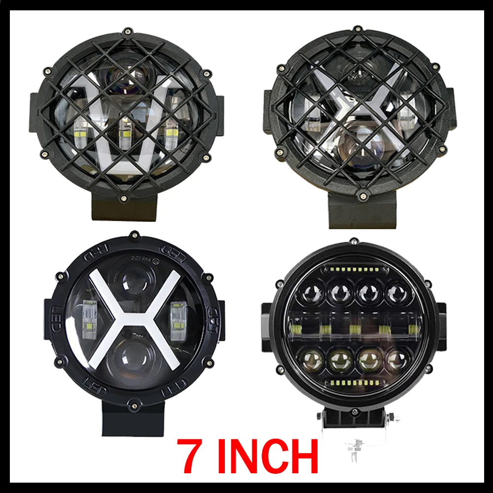 

LED Work Light Bar DRL Flood Spot 7" Round LED Pods Driving Light For Off Road SUV ATV Tractor Truck Jeeps 4x4 Motorcy Headlamp