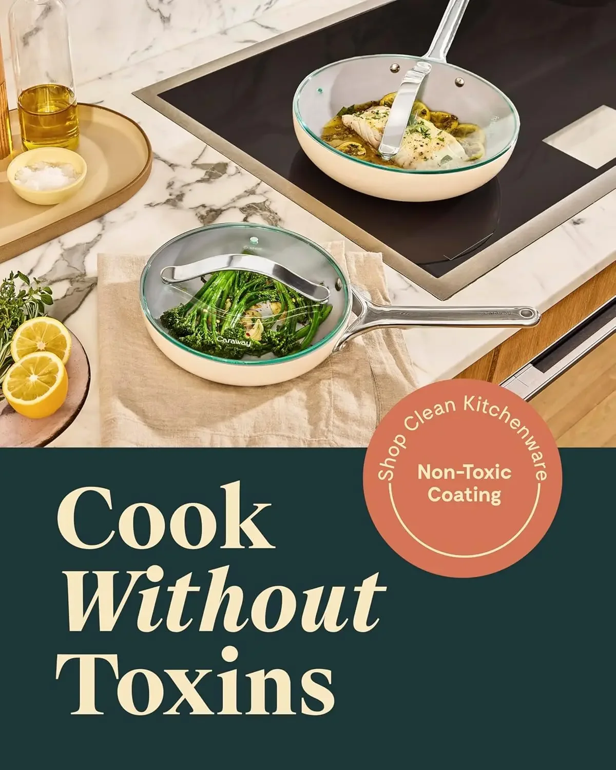 Nonstick Fry Pan Set with Glass Lids – Includes Two 10.5” Fry Pans, One 8” Fry Pan, & Three Lids - Non Toxic, PTFE & PFOA Free