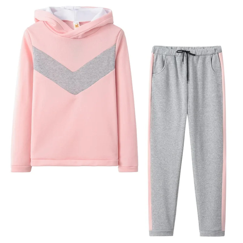 Hot Selling European and American Women\'s Clothing Autumn and Winter New Sports and Leisure Fleece Set Two-piece Set