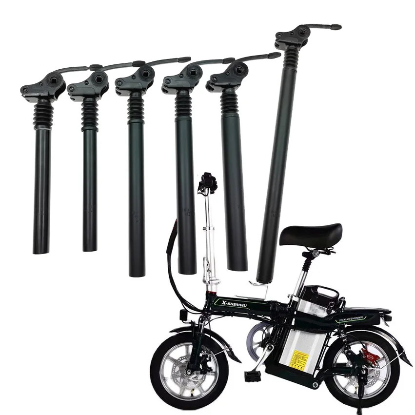 27.2 28.6 31.8 34mm Suspension Damping Seat Tube E-bike Seatpost 300 350 500 550 600mm Folding Bike Aluminum Alloy Saddle Pole