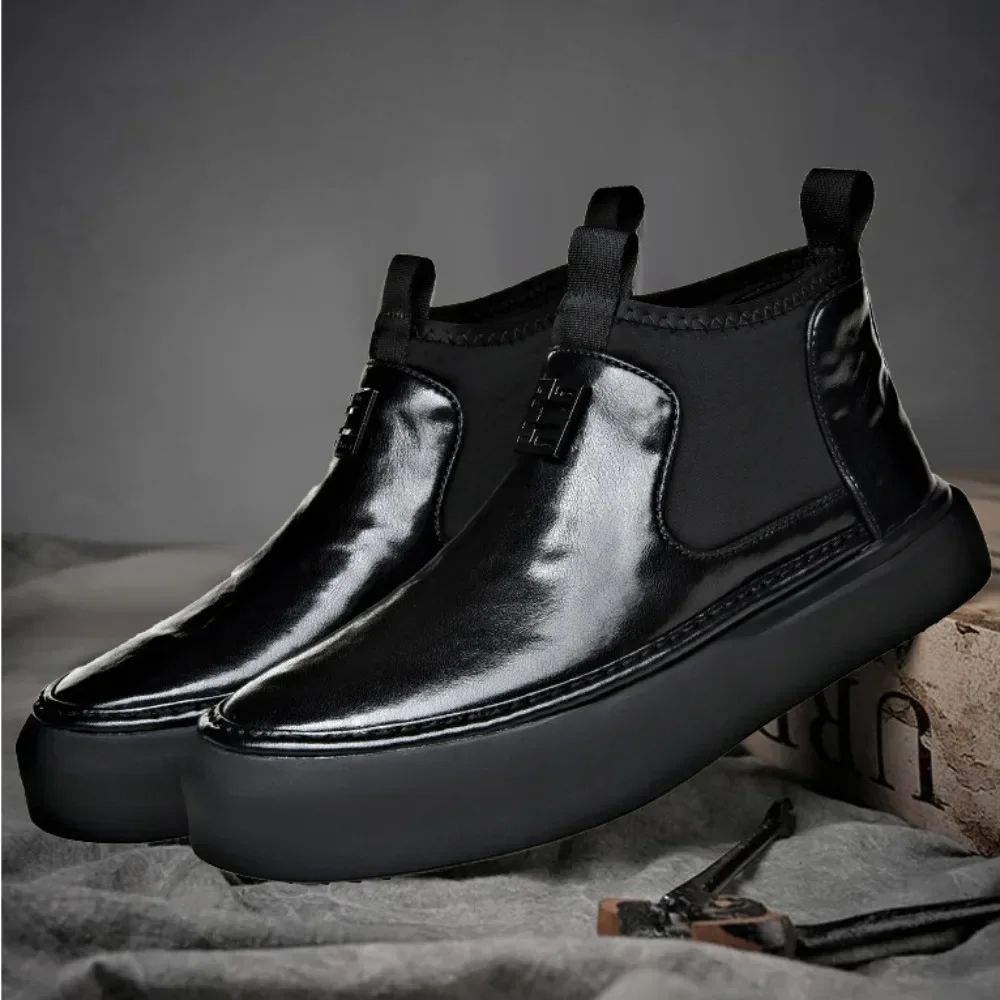 Botas De cuero para Hombre, novedad De 2024, Botas Chelsea Dermis, Botas De trabajo De suela blanda, zapatos altos, zapatos De moda para Hombre, Botas De Trabajo para Hombre