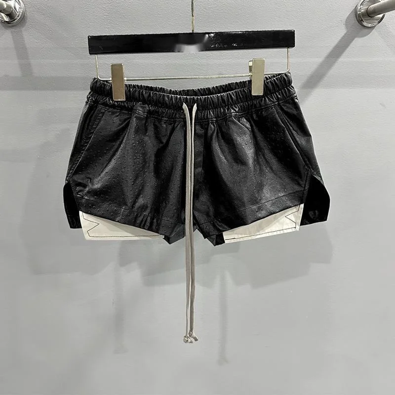 HKSH Dark Punk Vintage Style Fashion Summer Spring New Shorts Color Contrast Leather Embossed Strap Wrapping Hip Wrapping HK2372