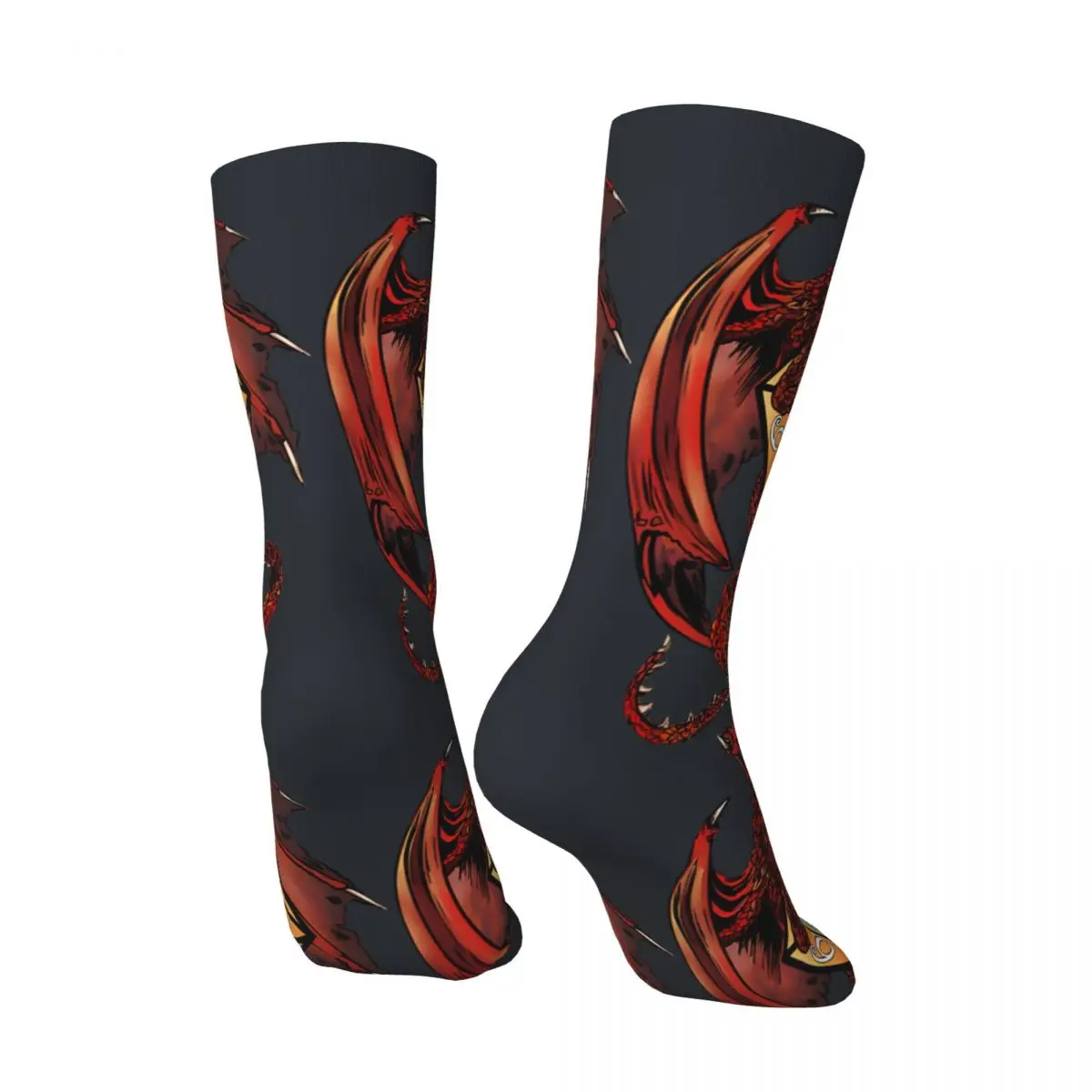 Red Dragon Dice Men's Socks Retro Harajuku Dungeons Street Style Novelty Seamless Crew Sock