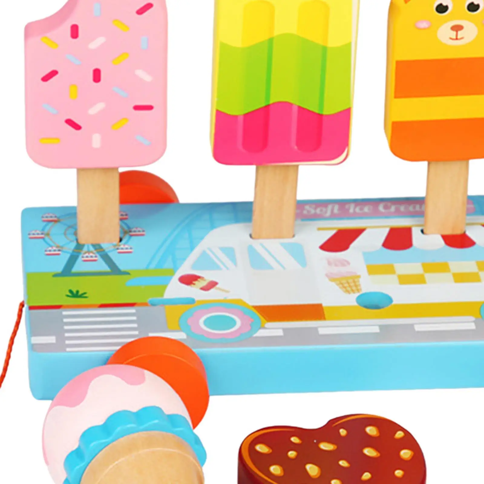 Set di gelato in legno giocattoli alimentari artificiali per bambini e bambine in età prescolare