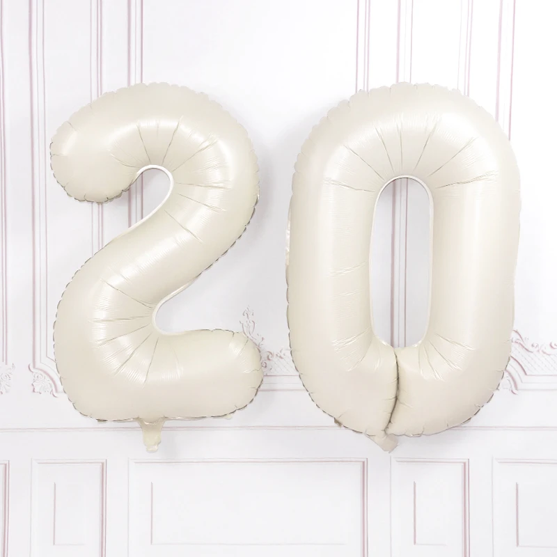 32/40 Zoll cremefarbene Zahlenballons 1–9, große digitale Folien-Heliumball, Mädchen, Kinder, Erwachsene, alles Gute zum Geburtstag, Party-Dekoration, Hochzeit – Detail 4