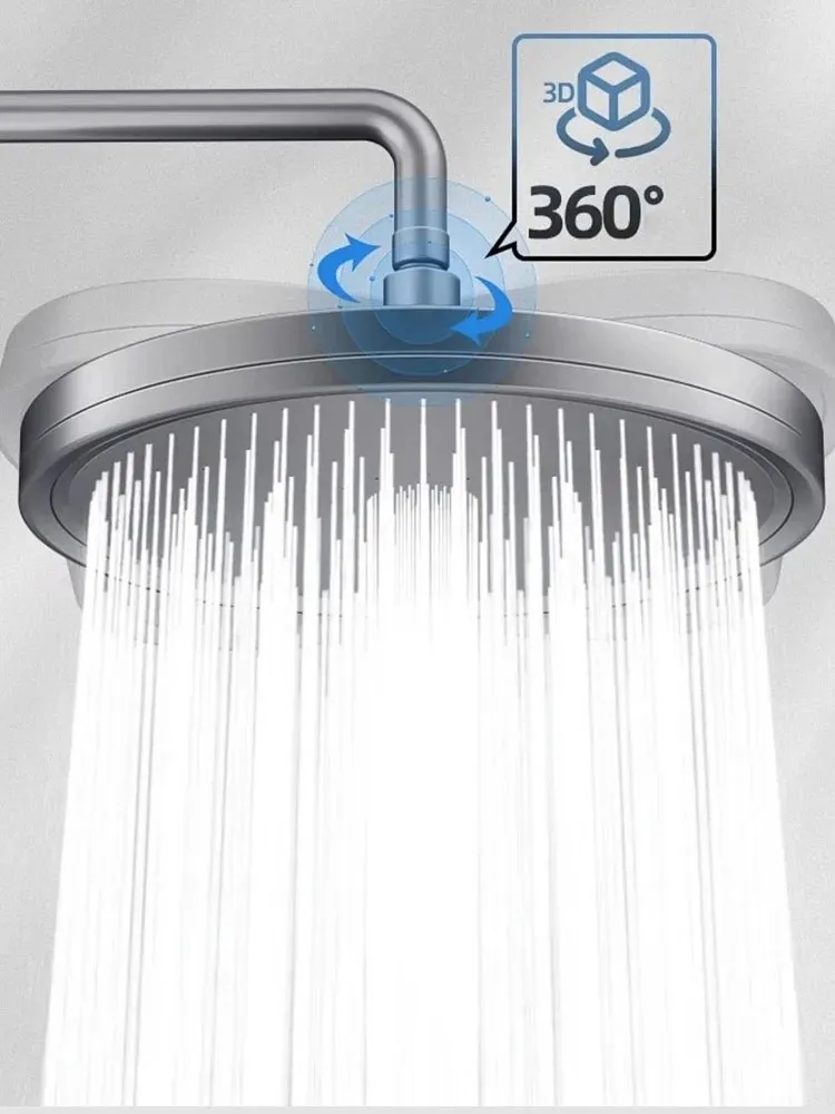 Supercharge Rainfall Shower Head, Big Panel Showerhead, Top de alta pressão, Torneira do chuveiro, Acessórios do banheiro, 6 modos, 230mm, Novo