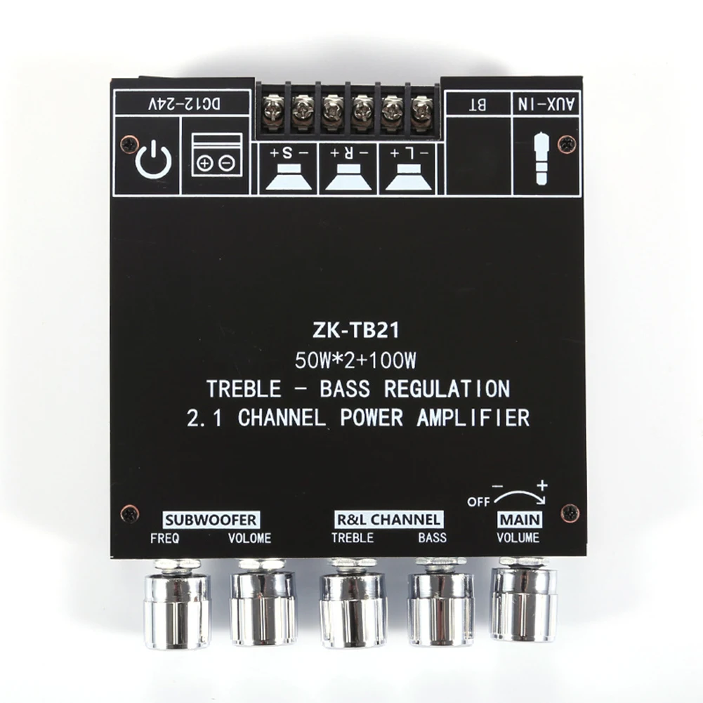 TPA3116D2 2.1 Channel Audio Power Amplifier Module BT 5.0 Subwoofer Bass Treble Power Stereo Audio AMP DC12-24V for Home Theater