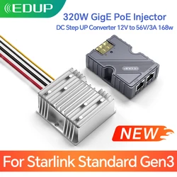 Edup-poeインジェクター320w、8kv雷保護、starlink gen3 DCコンバーター、starlinkv3用の12vから56v3a 168w