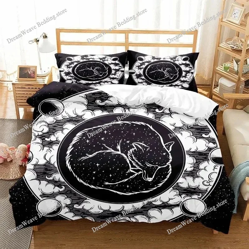

Sun and Moon Duvet Cover Set Boho Bedding Set for Kids Boys Girls Bohemian Style Queen Size Comforter Cover Psychedelic Design