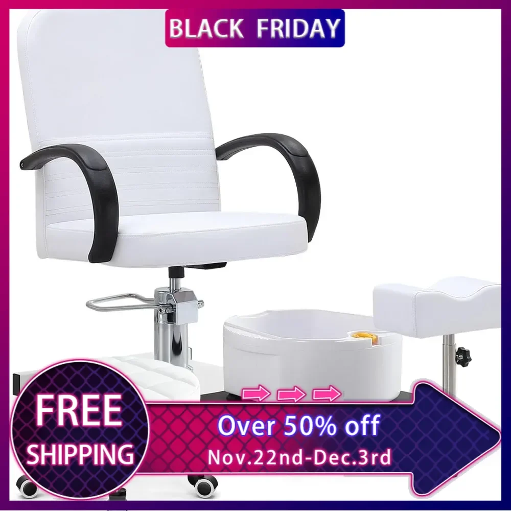 

Swivel Pedicure Chairs,High Adjustable Pedicure Unit w/Stool,Footrest and Foot Basin,Portable Pedicure Station for Nail Teach