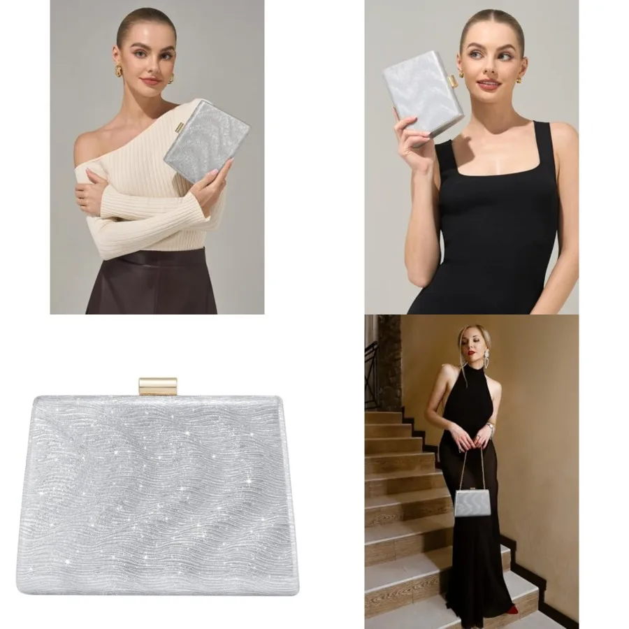 

CHUNLI Clutch Purses for Women, Sparkly Evening Bag with Detachable Chain for Weddings, Proms, Formal and Parties