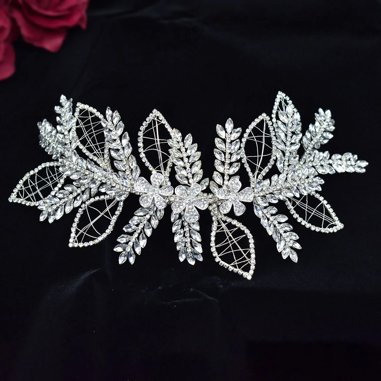 DZ026 Handmade Rhinestones Crystal Leaf  Bridal Headband Wedding Headpieces Crowns For Women Party Prom Hair Jewelry Headdress