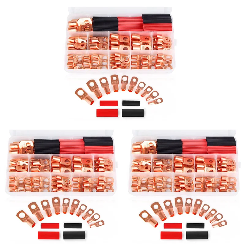 

ABFI 390PCS Copper Wire Lugs,Terminal Connectors,Used On AWG12 10 8 6 4 2 Cable,Heat Shrink Set,Ring Terminals Connectors