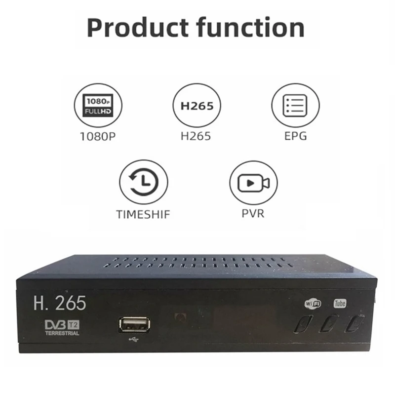 DVB T2 HEVC 265 Digital TV Tuner DVB-T2 H.265 1080P HD Decoder USB Terrestrial TV Receiver EPG Set Top Box,EU Plug