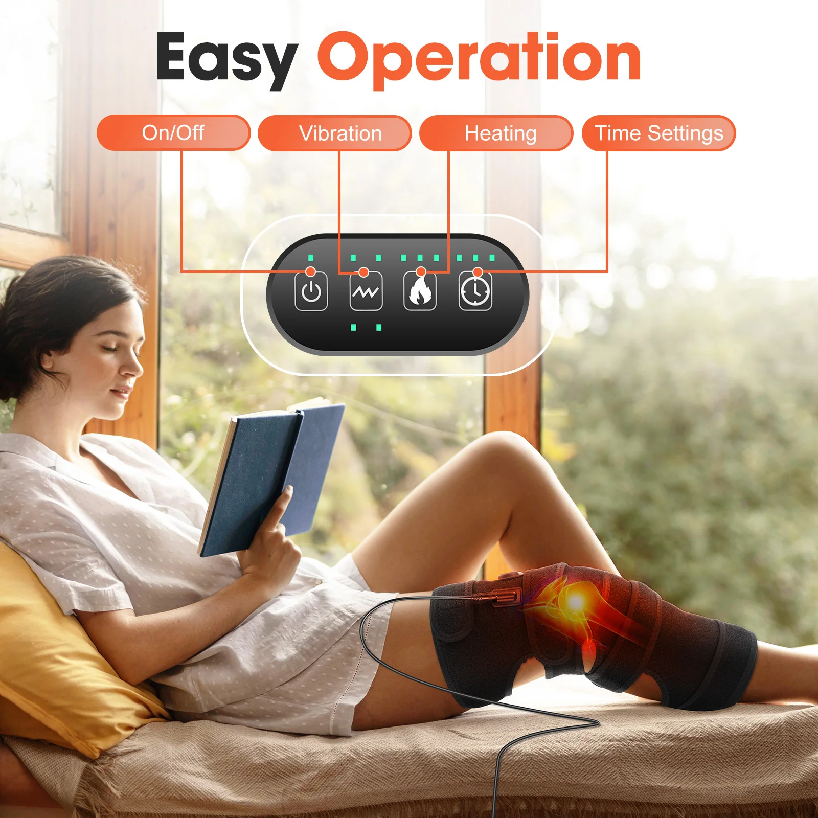 

Electric Knee Massager with Vibration Heated Thermal Hot Compress Support Pad Muscle Relaxing Brace EU Plug
