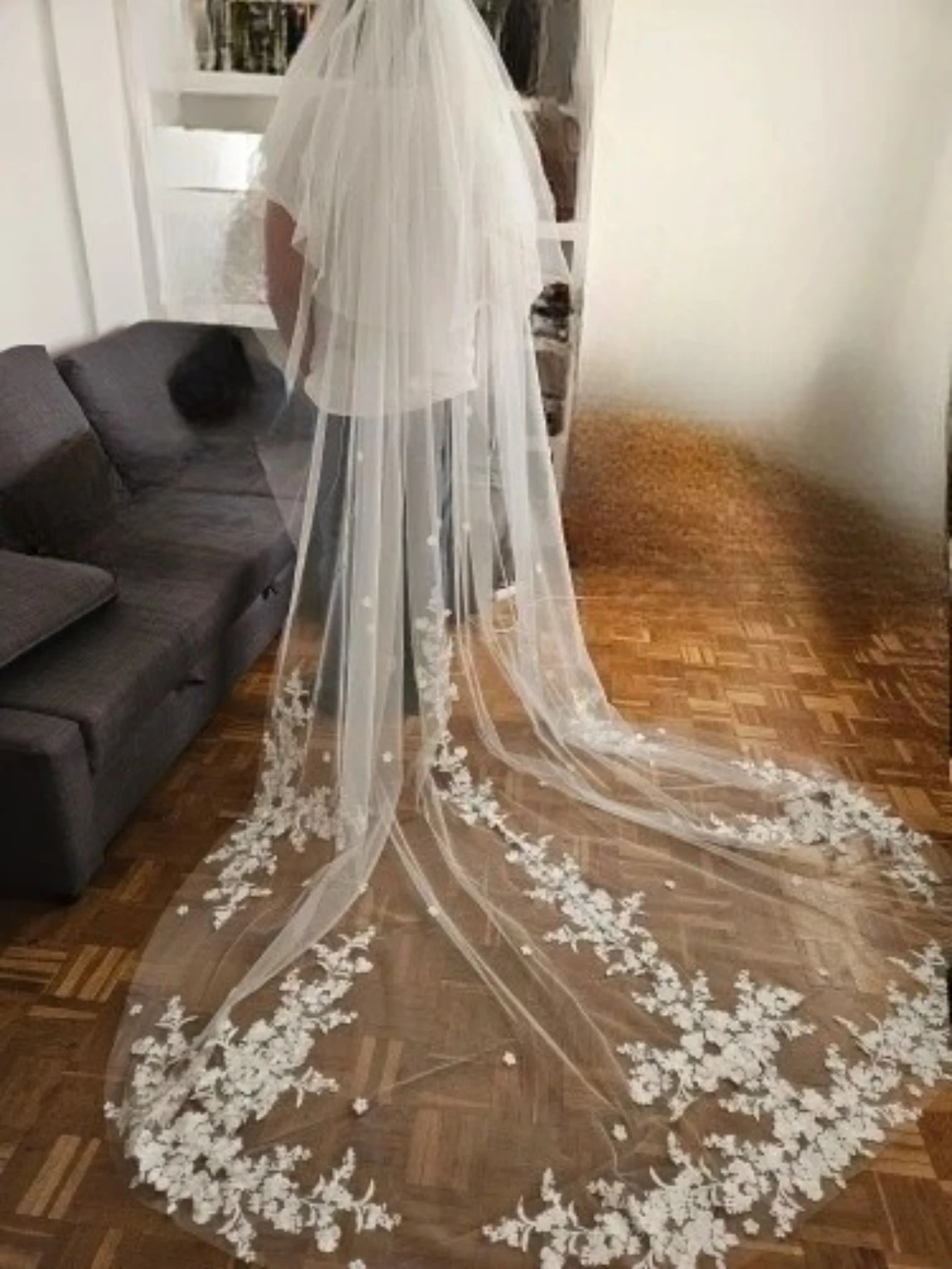 

Real photos White Ivory Wedding Veil 2 T Bridal Veil with Comb Lace Veils Bride Accessories Velos de novia boda