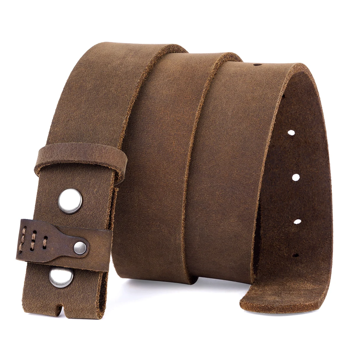 Retro 3.8cm Width Top Layer Cowhide Belt Without Buckle Comfortable Durable High-quality No Buckle Belt For Men Daily Use
