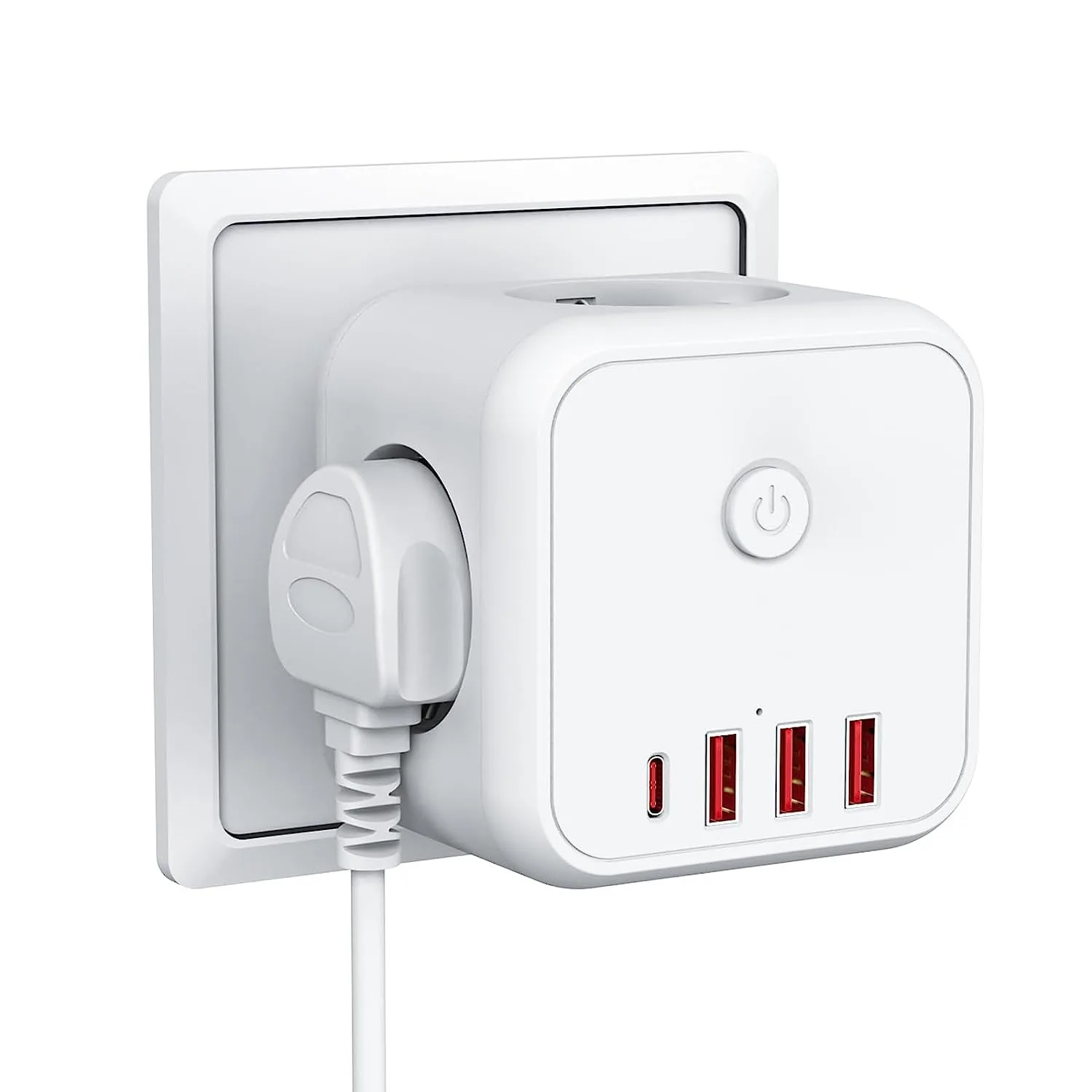 

7-IN-1 EU Plug Cube Power Strip, 20W PD Fast Charge, Overload Protection, Switch, Wall Socket for Home